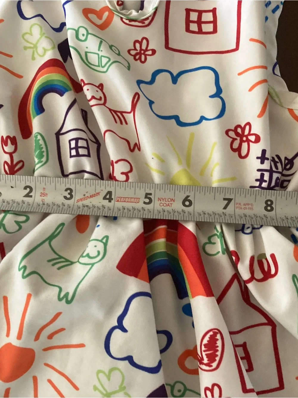 Girls White Rainbow & Sunshine Print Dress with Pink Collar